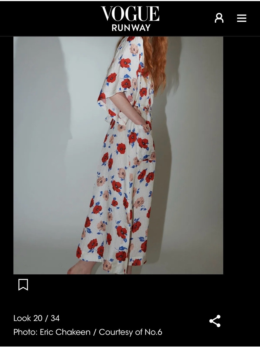 No. 6 Cream Floral Midi Dress with Red and Blue Flowers